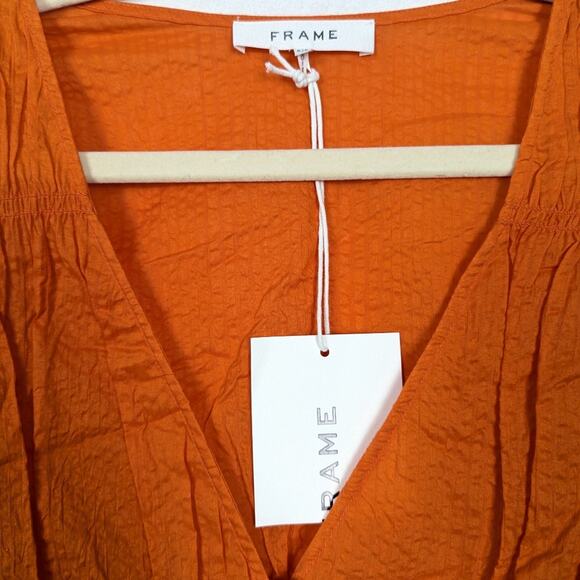 NWT Frame Orange Crush Ruched Button Front Sleeveless Blouse Size S - Picture 7 of 10